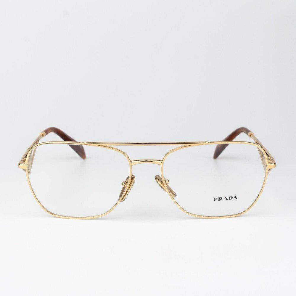Prada Women Eyeglasses Gold Rectangle PRB50V 5AK1O1 NEW AUTHENTIC